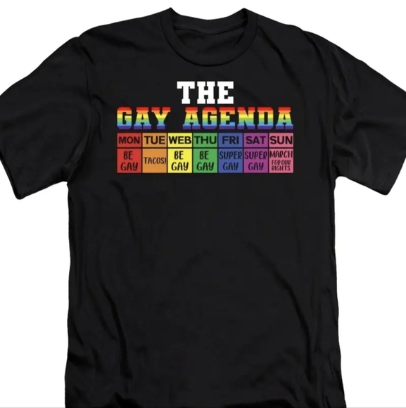 🌈 T-Shirt-Imperfect "Gay Agenda" in Black, Men's size XL - Picture 1 of 7